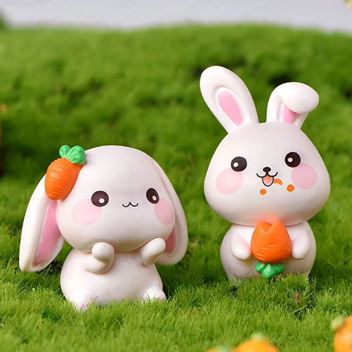 Kit com 4 Coelhinhos de Resina